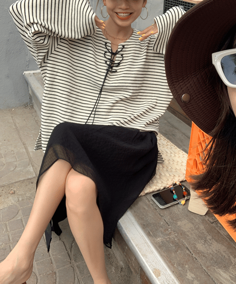 lace-up border top / 2color　hm1344