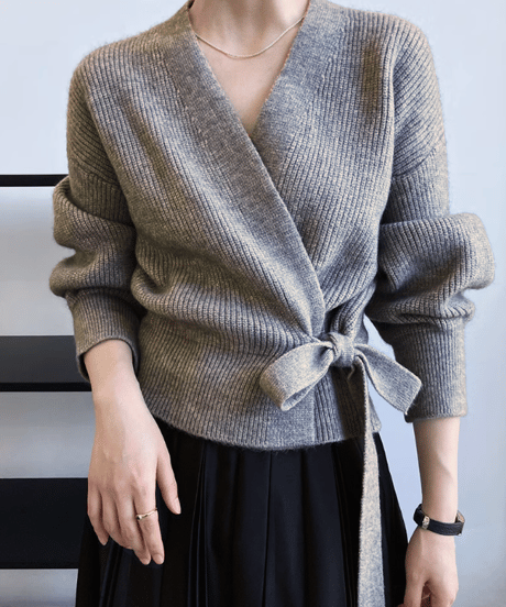 wrap knit cardigan / 5color　hm2617