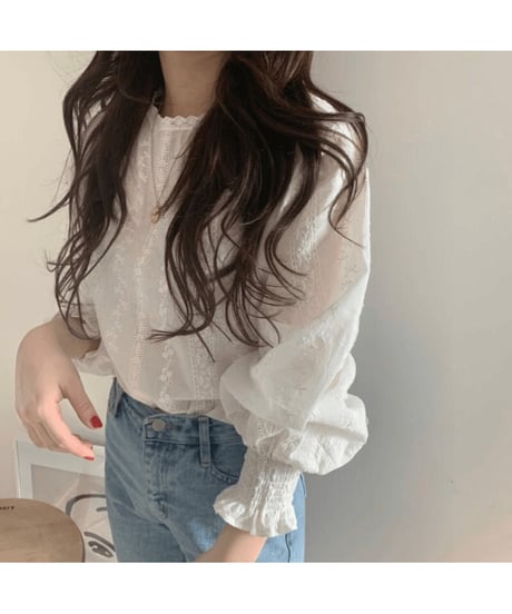 embroidered puff blouse　hm2921