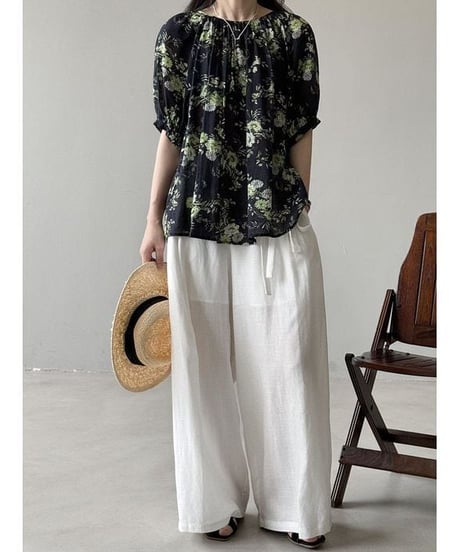 back ribbon floral blouse　hm2278