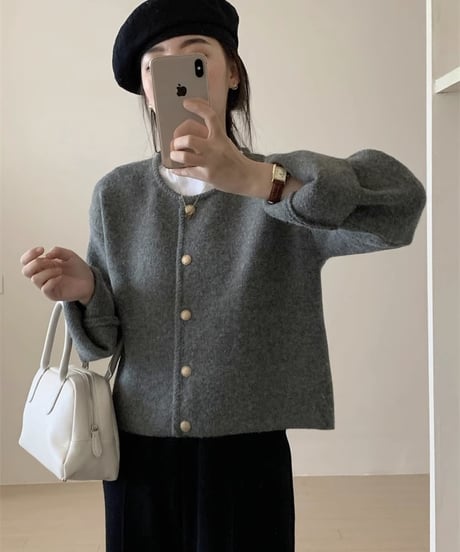 gold button cardigan / 3color　hm1836