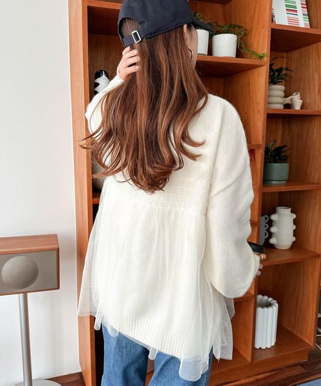 tulle knit top / 3color　hm2640