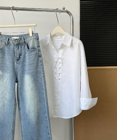 lace-up front shirt　hm2064