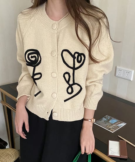 abstract motif cardigan / 2color　hm2786