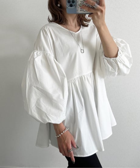 gather flare blouse / 2color　hm2579
