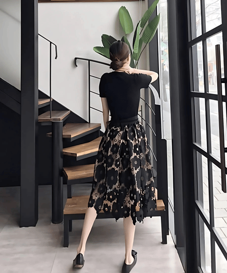 floral lace skirt　hm2128