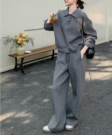 stripe point sweat set-up　hm2500