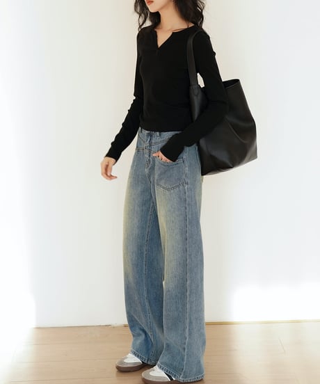 v-cut neck cutsew / 2color　hm2028