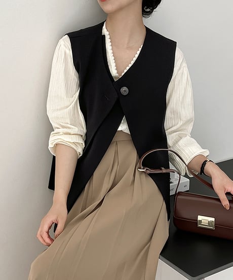 one button vest / 2color　hm1677