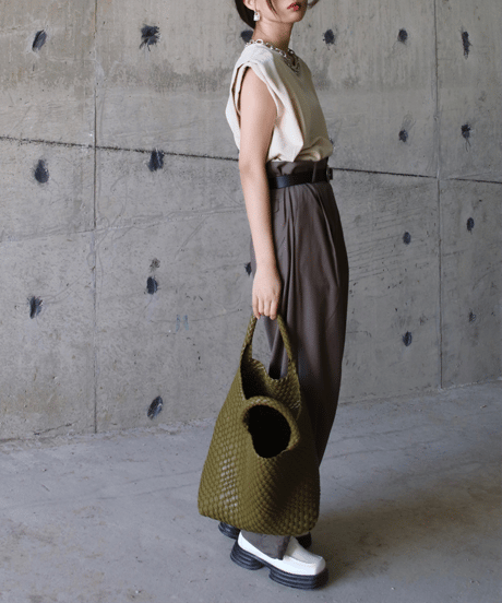 leather braid bucket-bag & pouch　hm1590