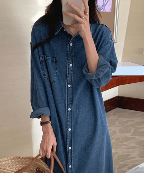 denim shirt dress / 2color　hm2913