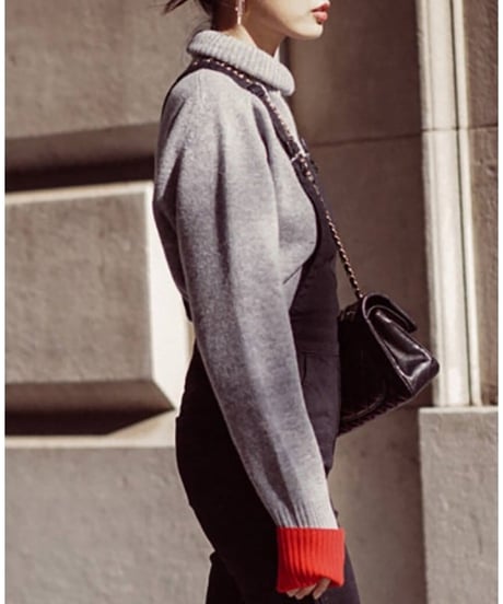 bicolor turtleneck knit / 2color　hm1872