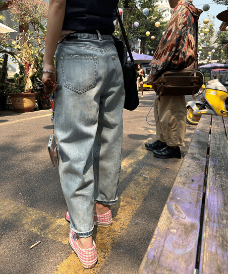 tapered cropped denim pants / 2color　hm1453