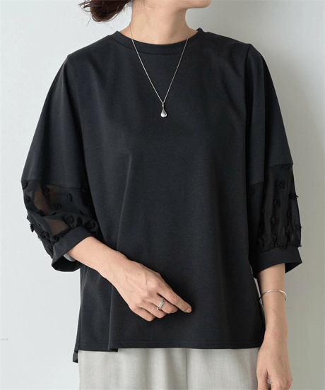 sheer sleeve top / 2color　hm2983