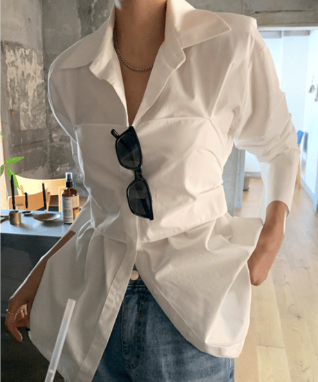 waist back ribbon blouse　hm2853