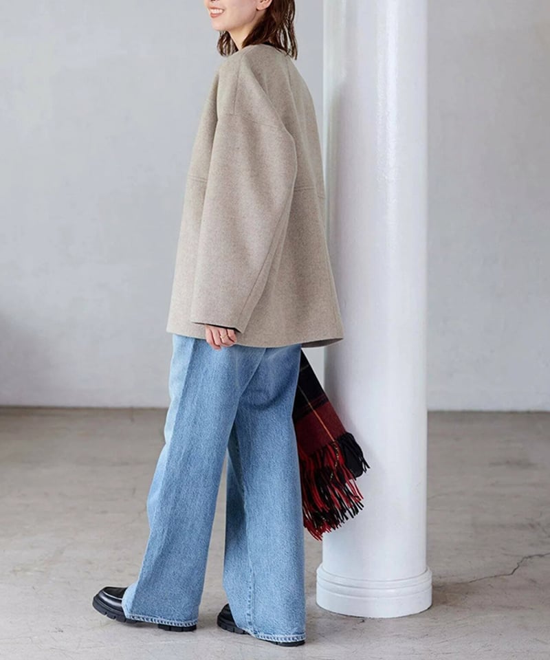 collarless short jacket / 4color hm2624 | Her Me