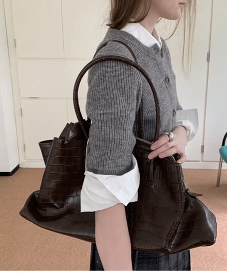 asymmetric leather tote bag / 2color　hm2740