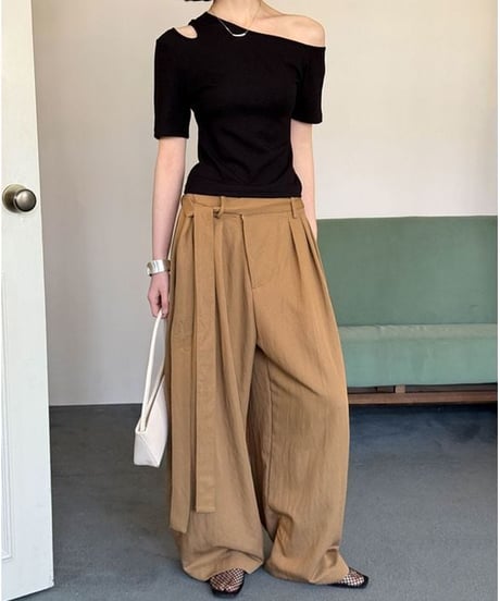 waist tie wide pants / 3color　hm2266