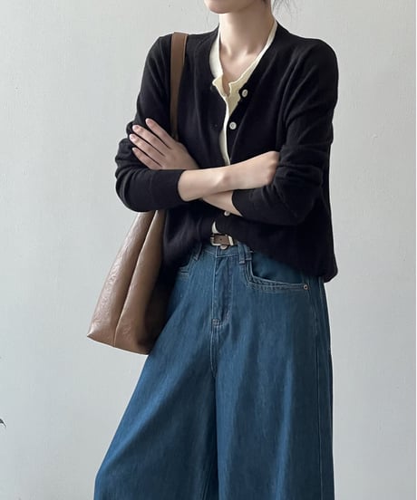 layered knit cardigan / 3color　hm1710