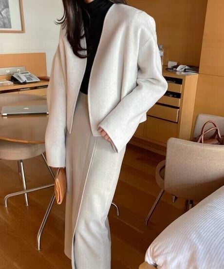 collarless short jacket / 3color　hm2609