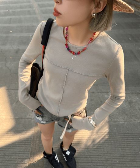 seam design tight top / 2color　hm1450