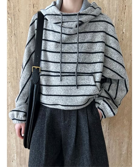 relaxed strip hoodie / 2color　hm2060