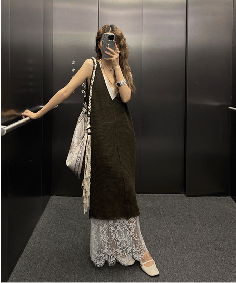 sheer tank dress / 2color　hm2396