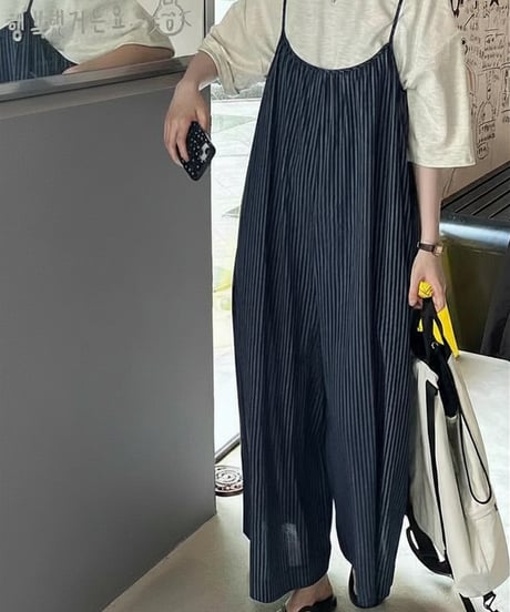 striped salopette pants　hm2972
