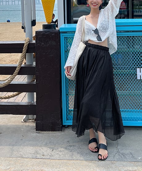sheer pleated skirt / 2color　hm1359