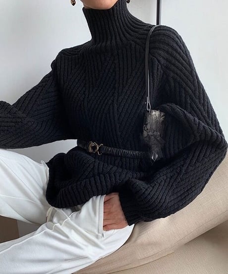 《即納》diamond pattern knit / 2color　hm1727