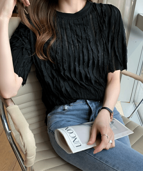 sheer pleated top / 2color　hm2969