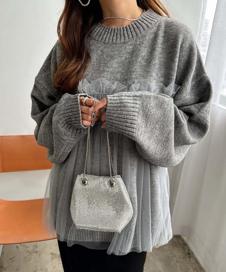 tulle knit top / 3color　hm2640