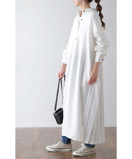 back pleats shirt dress / 4color　hm2578