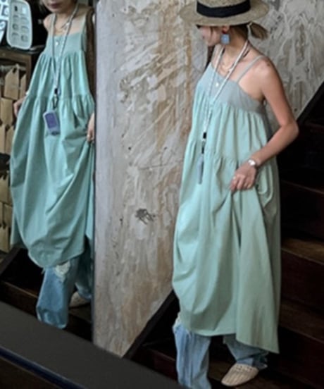 tiered cami dress / 2color 　hm1631