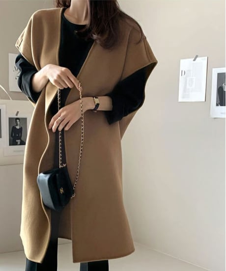 long knit gilet / 3color　hm2594