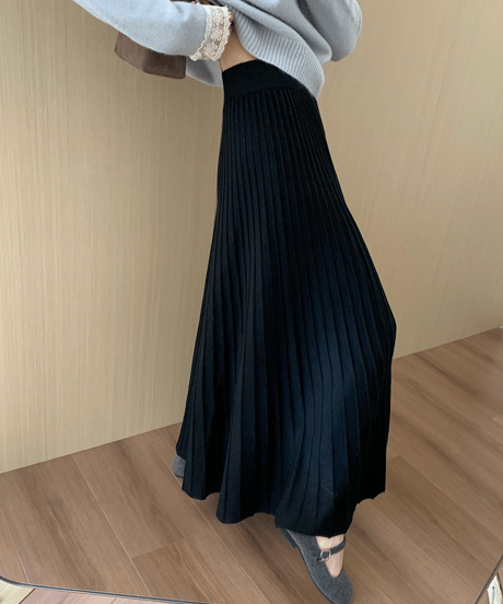 pleated knit skirt / 4color　hm2717