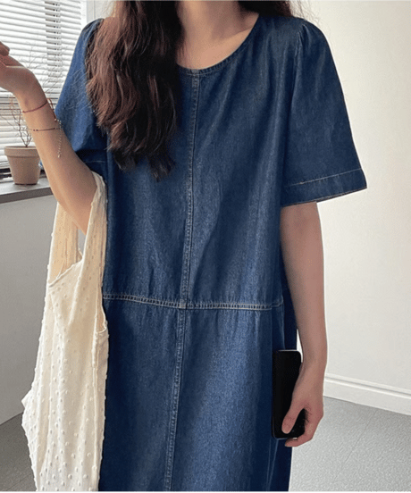 denim midi dress / 2color　hm2860