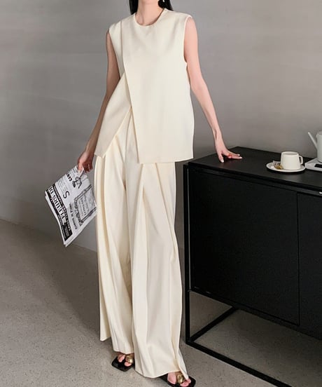 sleeveless top & wide pants suit　hm1406