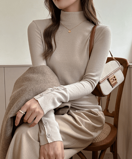 sleeve button knit / 6color　hm1823