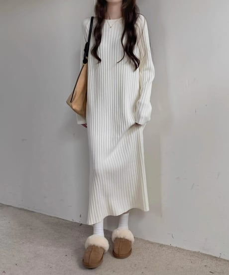 ribbed knit maxi dress / 2color　hm2674