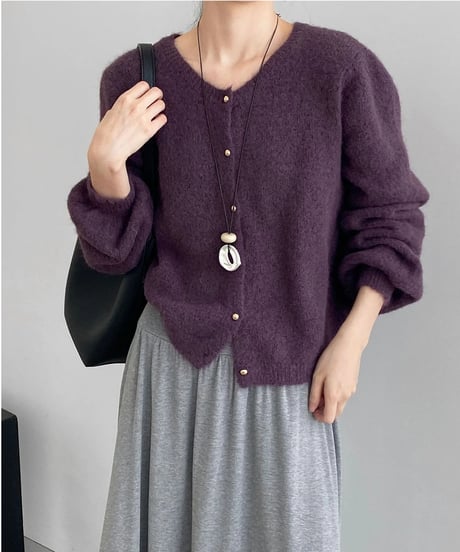 fluffy knit cardigan  / 6color　hm2630