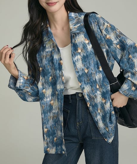 nuance pattern blue shirt　hm2033