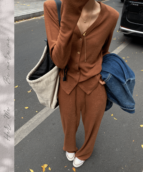 cardigan & pants setup / 2color　hm1353