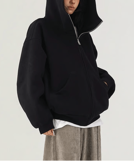 high neck zip hoodie / 2color　hm2745