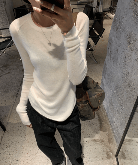 thin simple knit top / 3color　hm1288