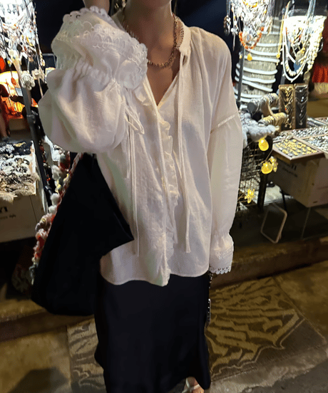 jacquard lace blouse / 2color　hm1918