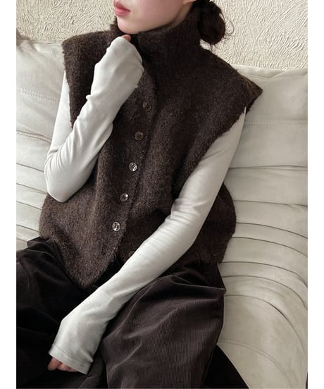 textured knit vest / 4color　hm2675