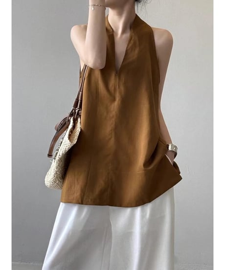 v-neck sleeveless top / 3color　hm2482