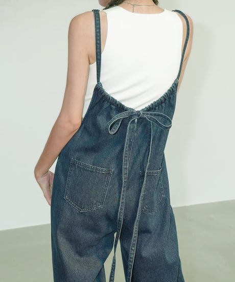 back ribbon denim overalls　hm2111