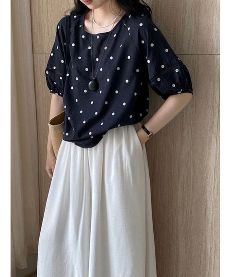 dot airy blouse / 2color　hm2402